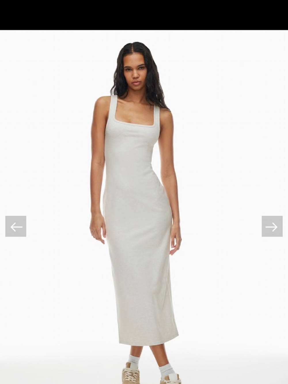 Aritzia Women's Square-Neck Tank Midi Dress grey. Size L